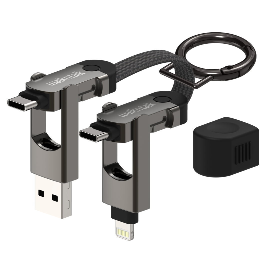 6 in 1 Keyring Travel Cable showing all connections with the  keyring