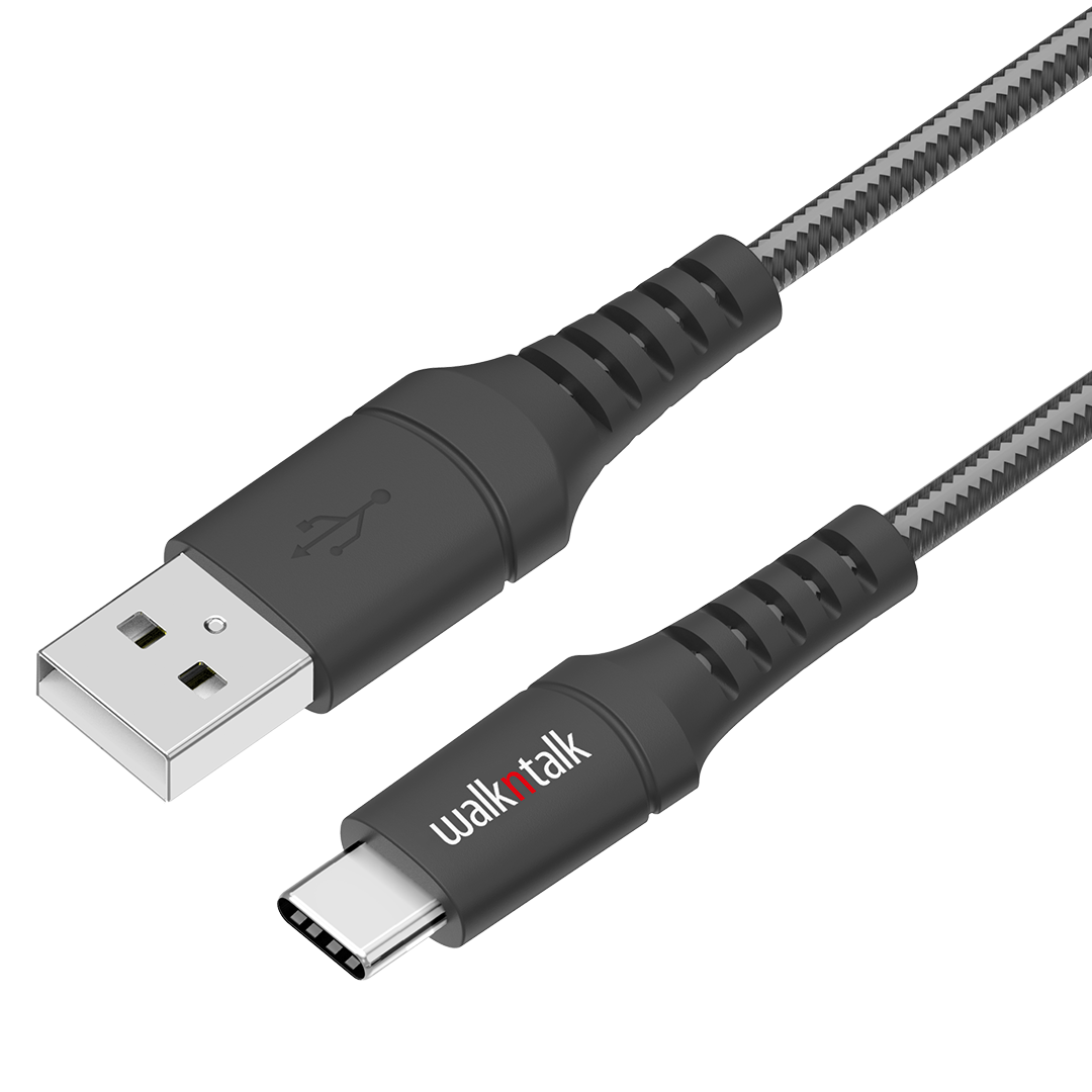 1m Black Braided USB C Cable Walkntalk