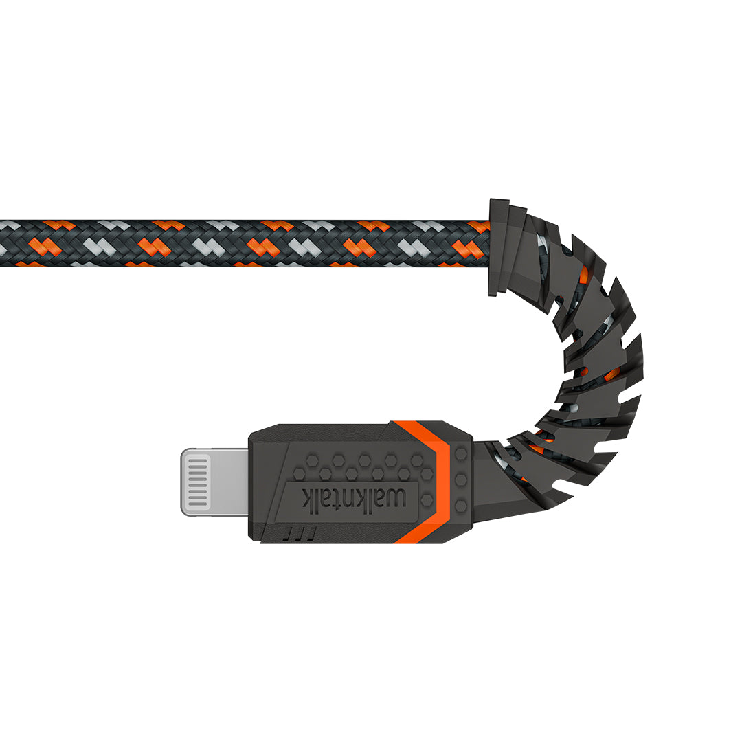 Rugged Kevlar USB A to Lightning Cable in a bent shape