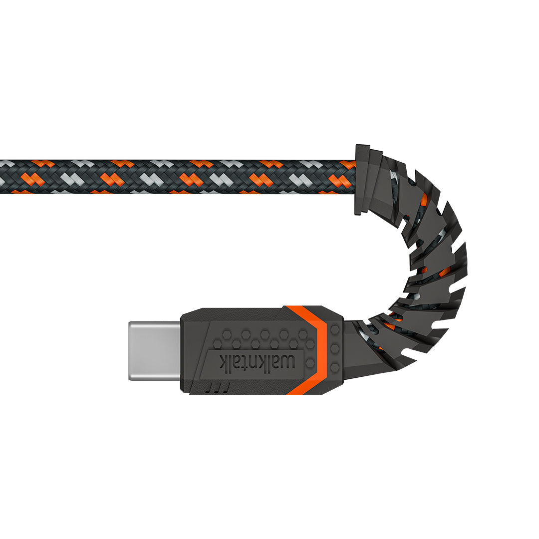 Rugged Kevlar USB C to USB C Cable in a bent shape