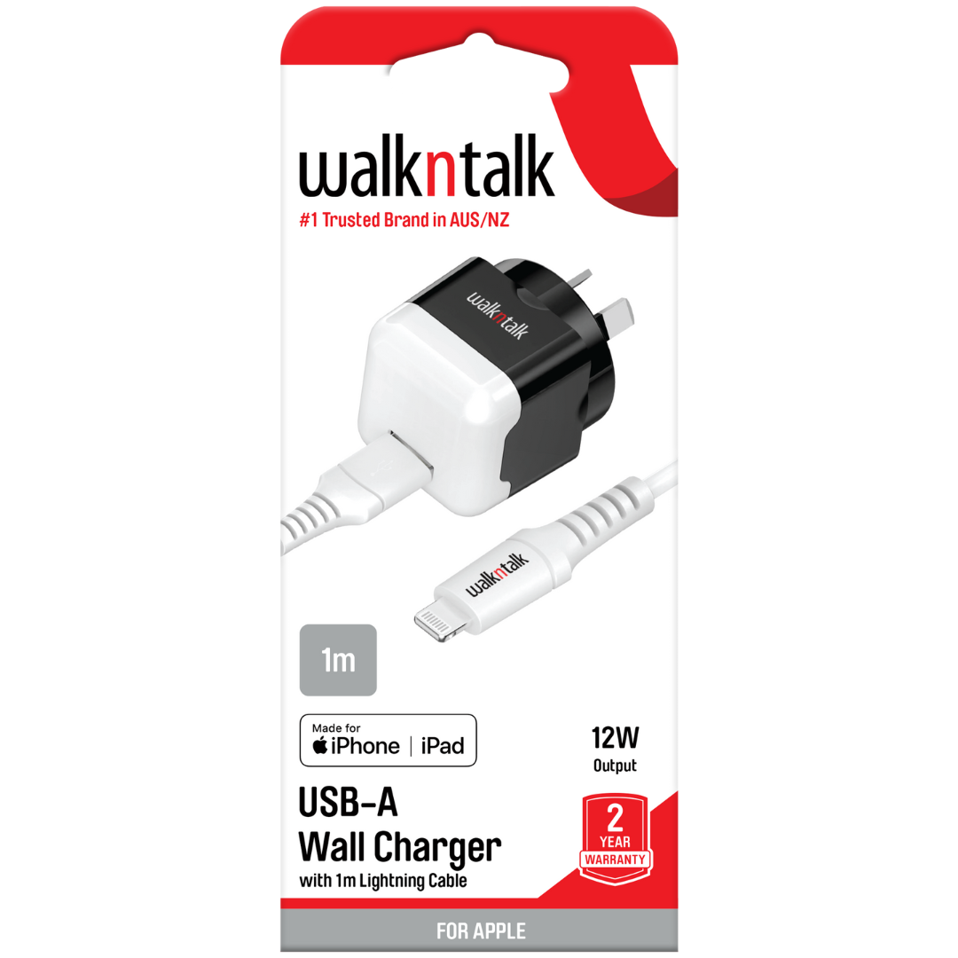 Wall Charger + Cable Lightning 2.1 Amp Apple MFI Certified Charge and Sync Cable package