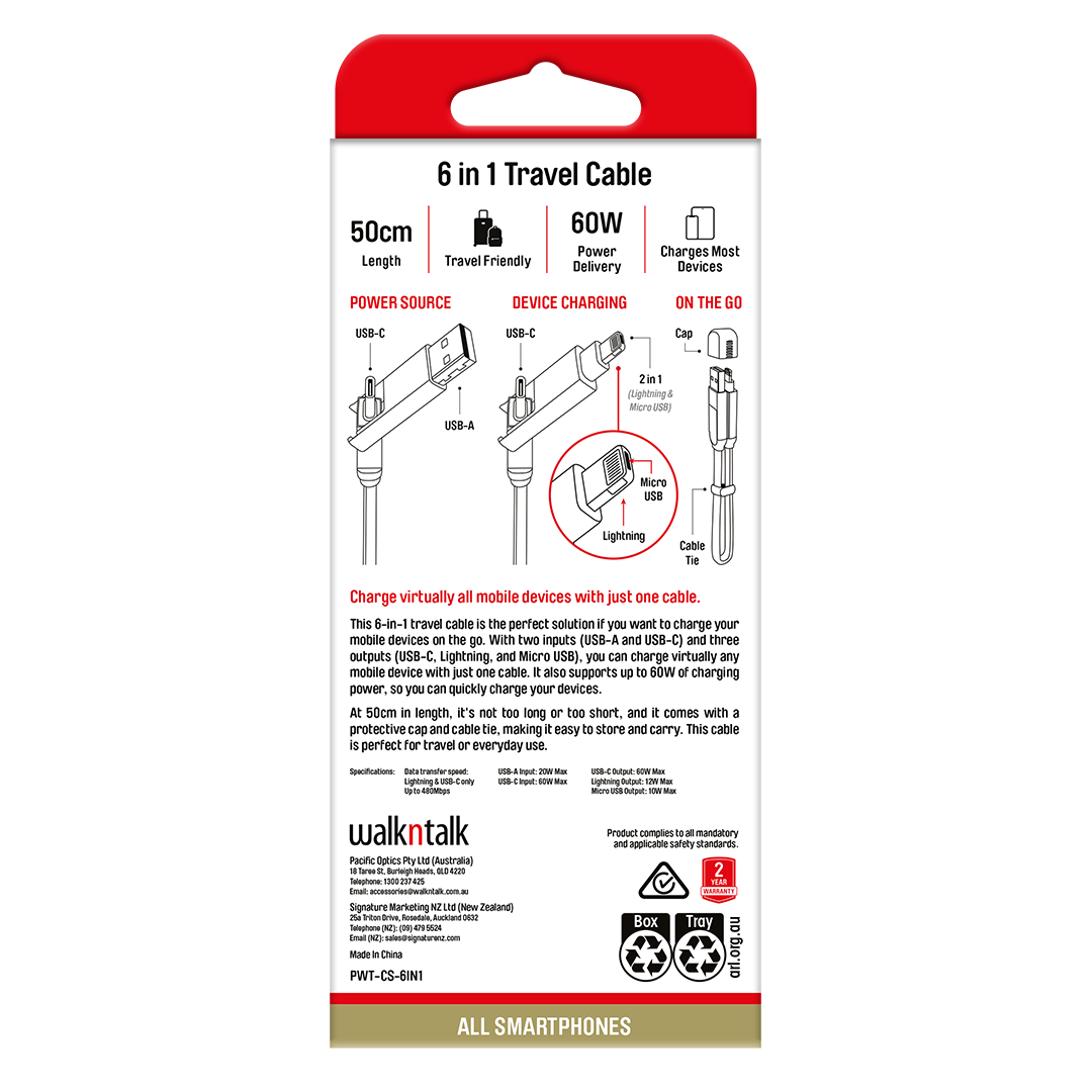 6 in 1 Travel Cable in a box back of pack updated