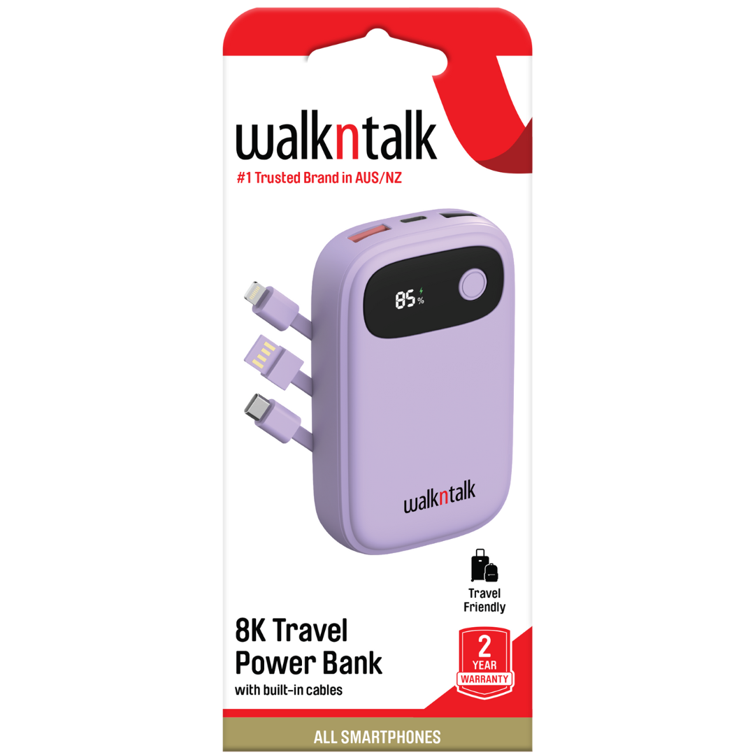 8K Travel Power Bank Purple in a box