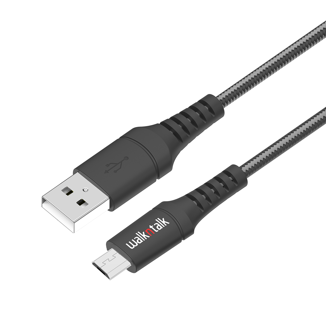 Black 1m Micro USB Braided Cable