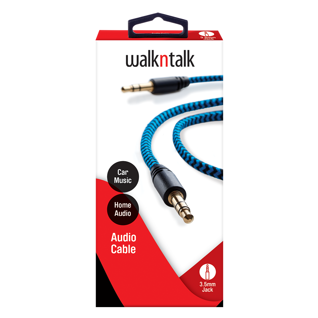 Blue 1 Metre Aux Cable in a box