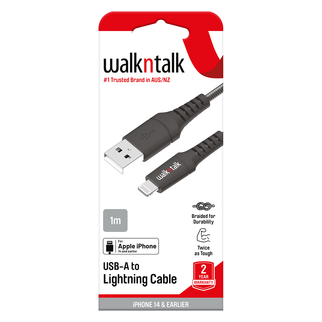 Cable Lightning Braided 1m - Black  Apple MFI Certified Charge and Sync Cable package updated