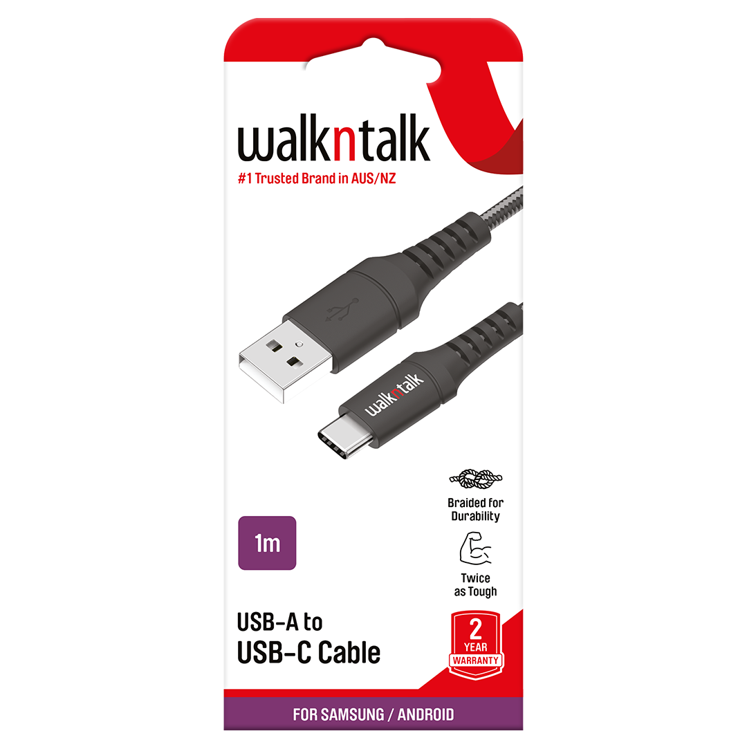 Cable USB C - Black 1m Charge & Sync Braided package