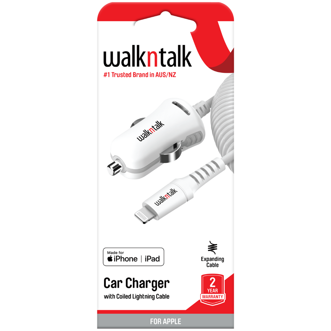Car Charger Lightning Corded 2.4 Amp package