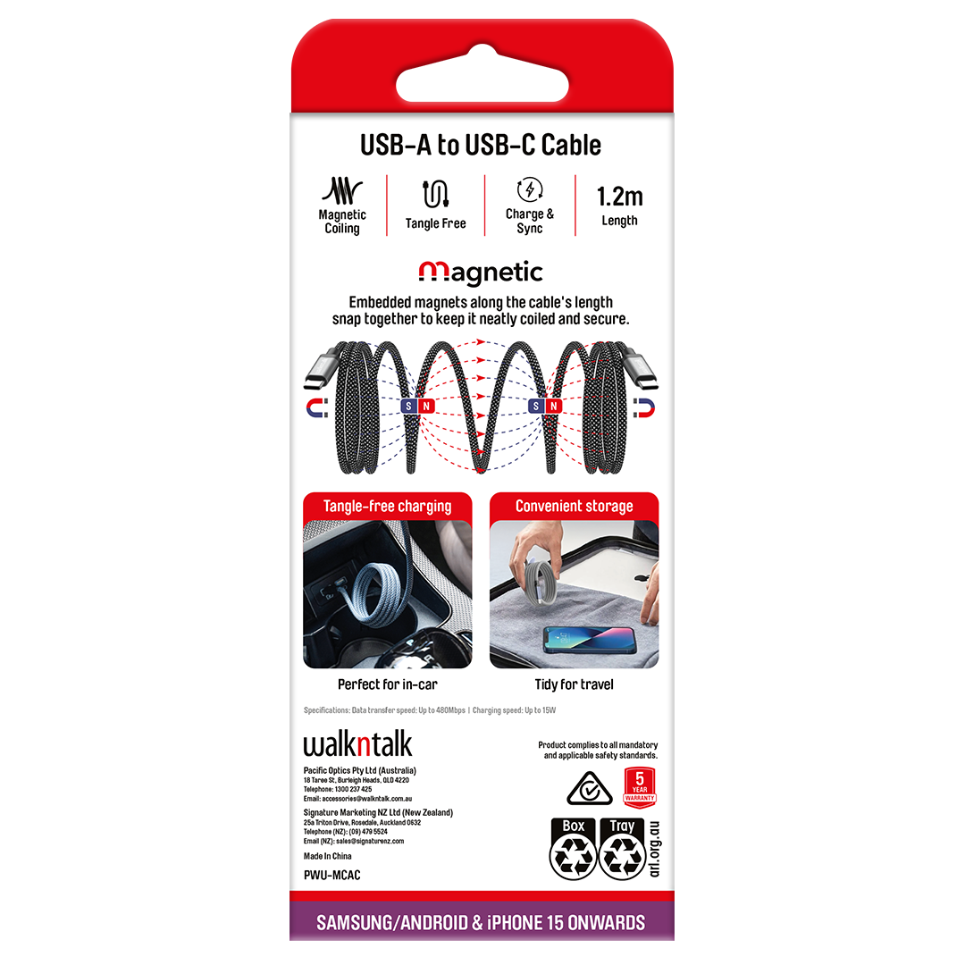 USB A to USB C Ultra Magnetic Charging Cable back of box